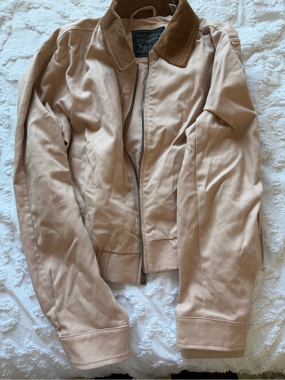 Levi's womens Light pink Bomber Jacket with Brown Corduroy Collar